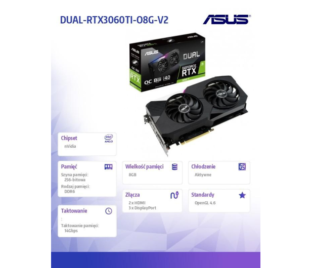 ASUS GeForce RTX 3060 Ti DUAL OC V2 LHR 8GB GDDR6 - 673210 - zdjęcie 10
